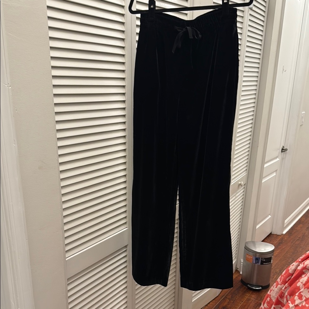 Zara Black Velvet Wide Leg Pants